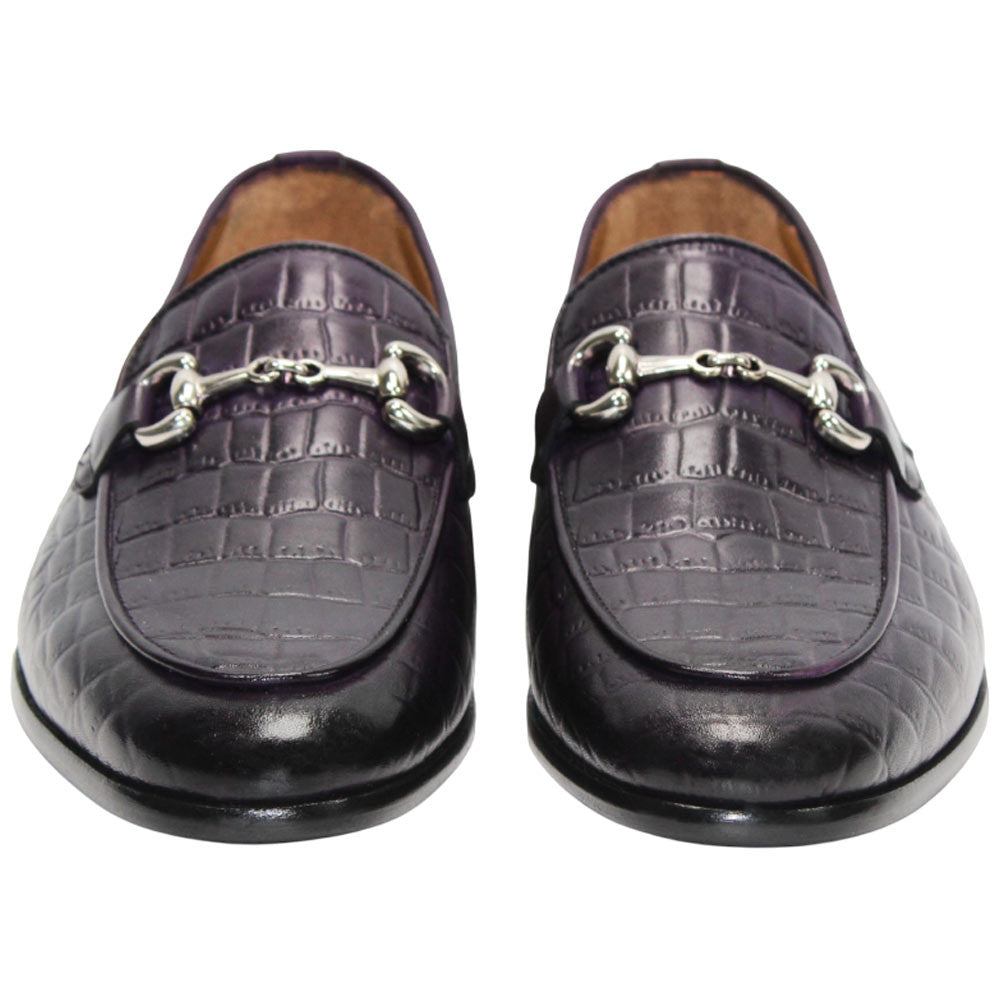 Vasto Purple Calfskin Leather Slip On | Duca Dress Loafers for Men
