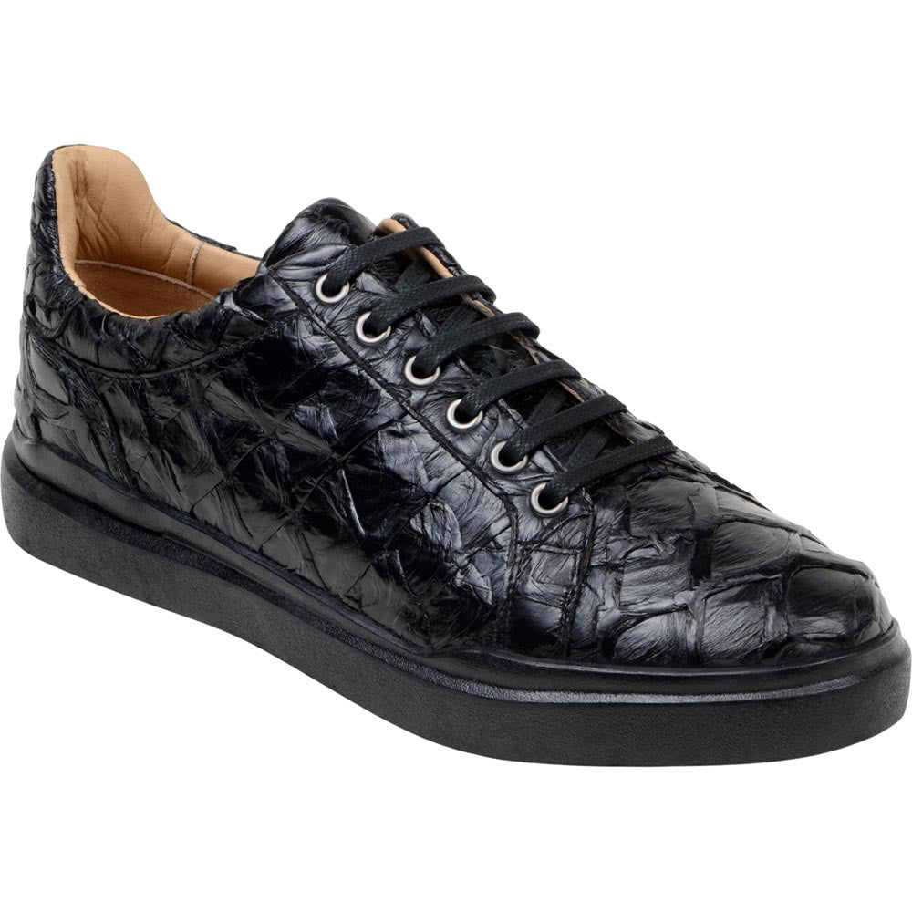 Belvedere Kingstone Black Men’s Genuine Pirarucu Sneakers