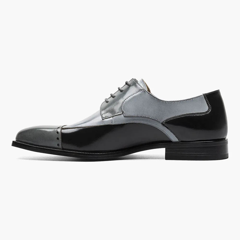 Stacy Adams PLAZA Black/Gray Modified Cap Toe Oxford Shoes