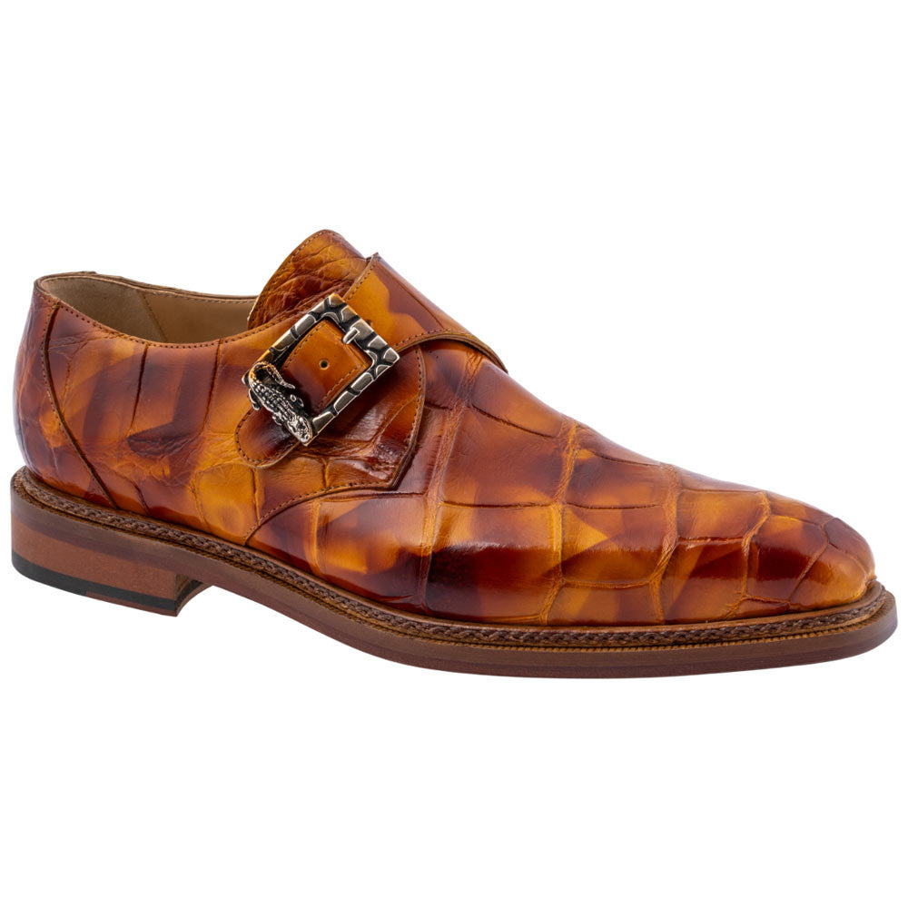 MAURI Men’s Alligator Leather Shadow Toffee Smoke Cognac Luxury Dress Shoes