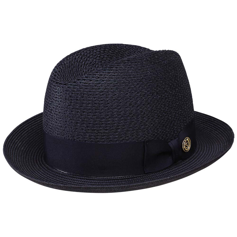 Stetson Madison Straw Fedora Navy Milan Straw Hat