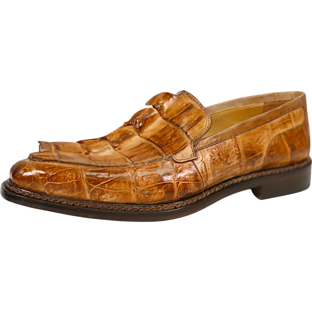 Mauri Orefici Men's Cognac Shoes Exotic Crocodile / Hornback Tail Loafers