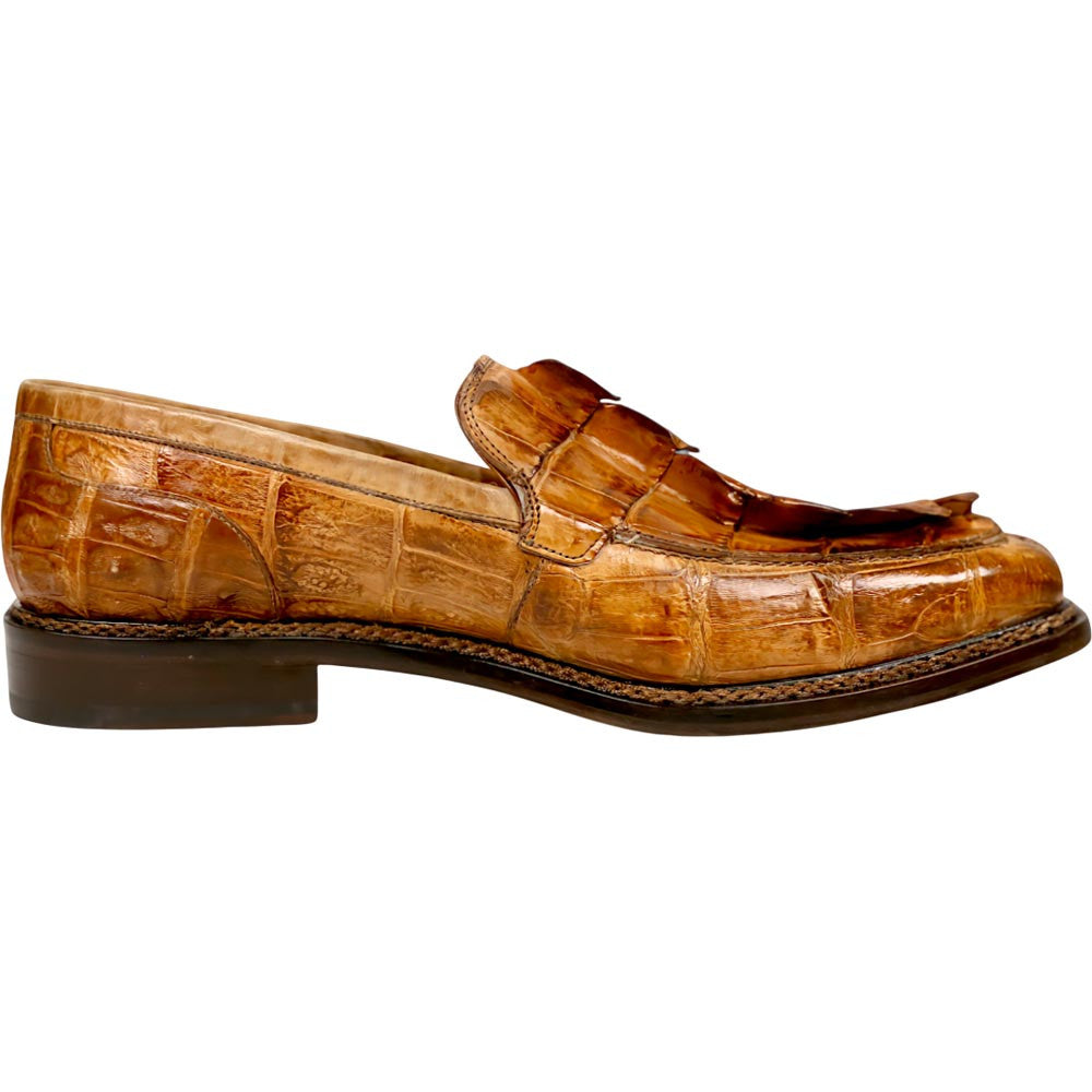 Mauri Orefici Men's Cognac Shoes Exotic Crocodile / Hornback Tail Loafers