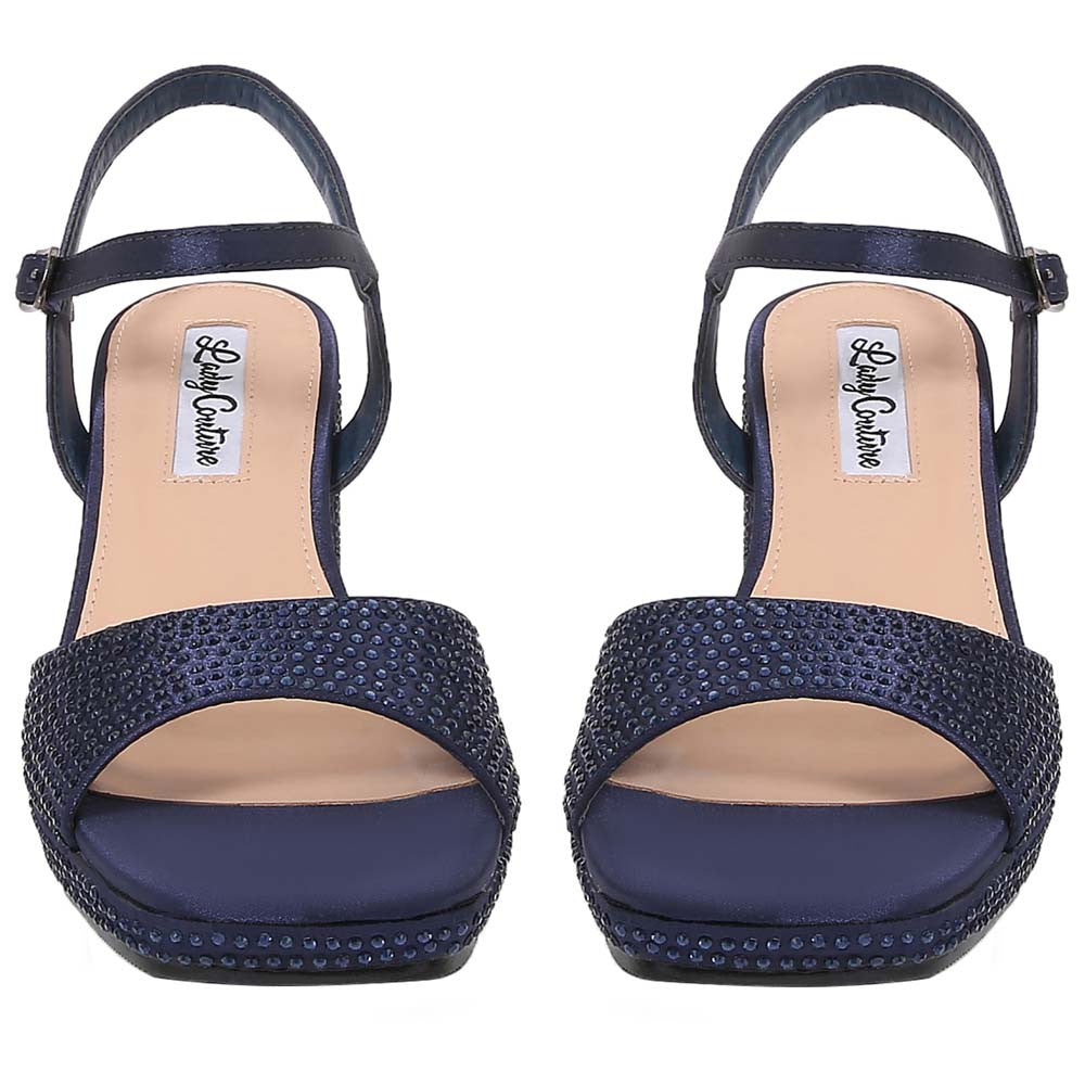 Lady Couture Judy 3” Block Heel Sandals in Navy