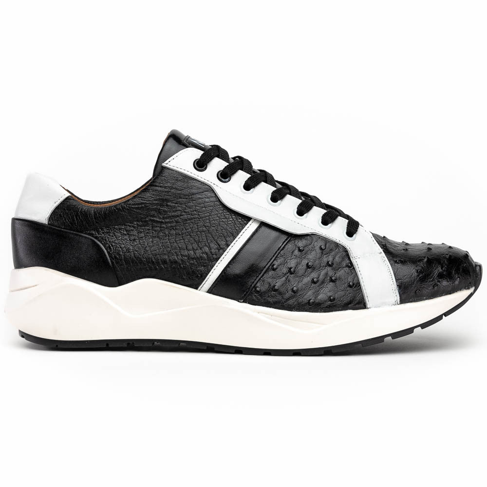 Marco Di Milano LYON II Ostrich and Calfskin Black/White Sneakers