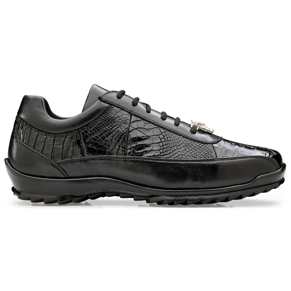 Belvedere Men’s Genuine American Alligator and Calf Black Sneaker - Coda