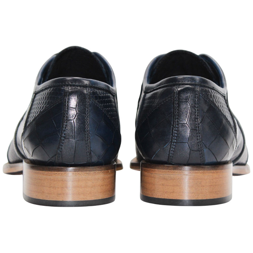 Imperio Ocean Blue Calf-Skin Leather Print Oxfords | Duca Dress Shoes for Men