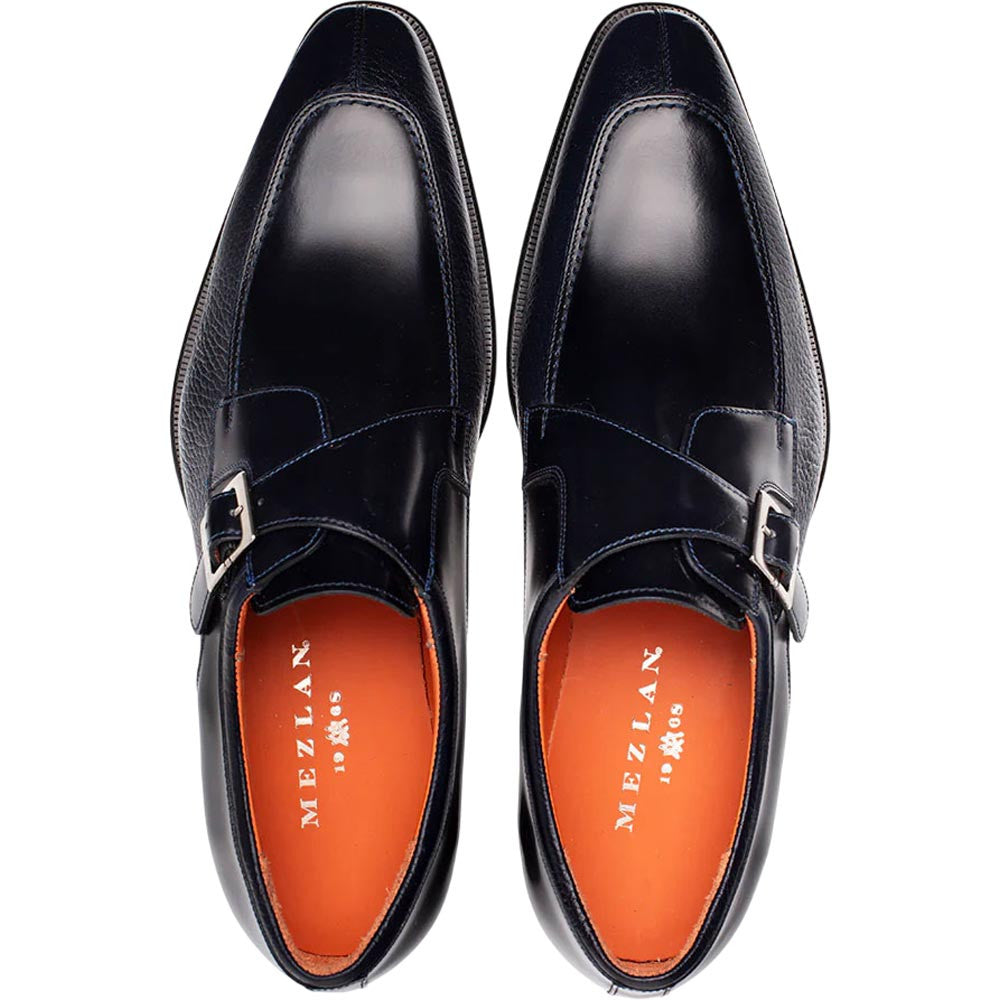 Mezlan Men's Pego Deerskin & Calfskin Monk Strap in Blue
