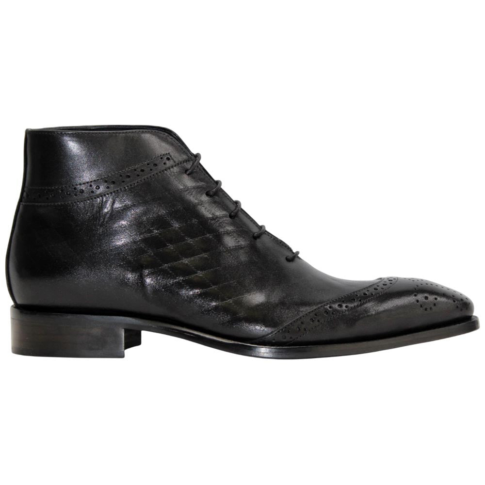 Lauro Black Calfskin Leather Boot | Duca Dress Boots for Men