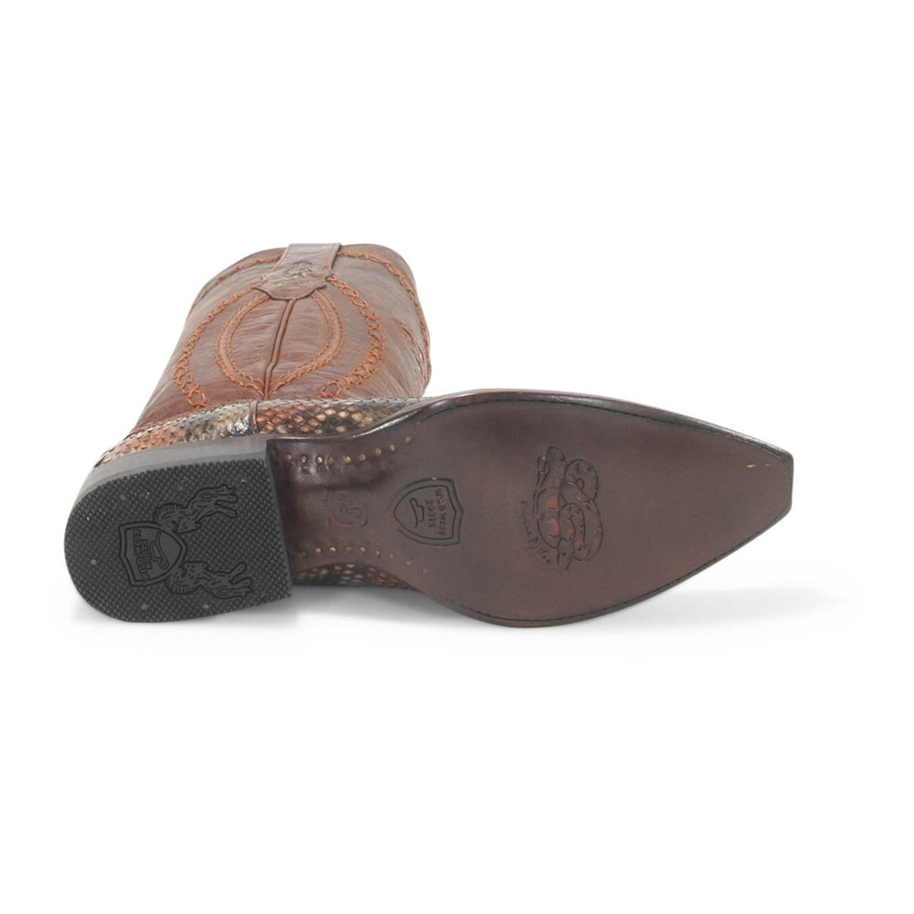 Wild West Rustic Cognac Python Snip Toe Boots