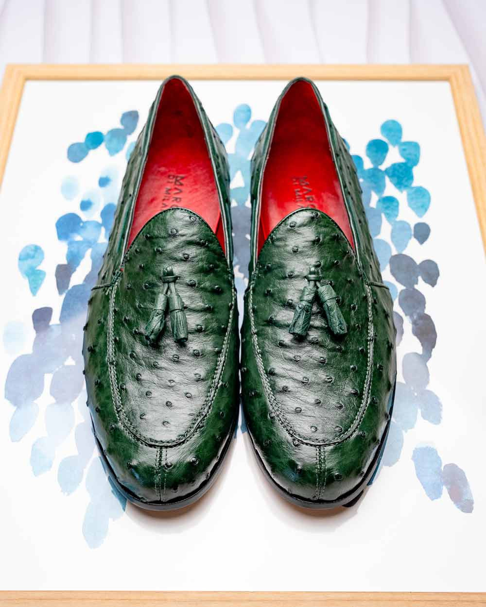 Marco Di Milano Aubiere Forest Green Ostrich Loafers