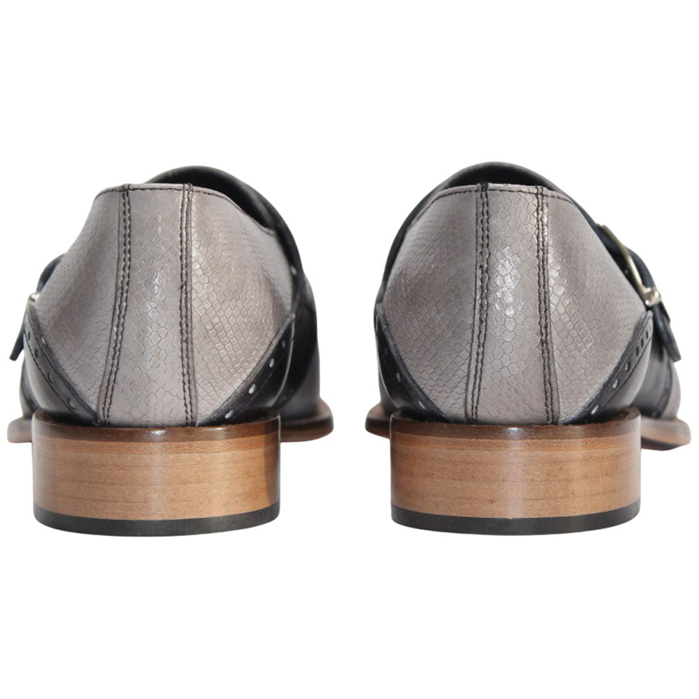 Duca Sezze Men's Light Grey/Dark Grey Snake Print/Calf-Skin Leather Loafers