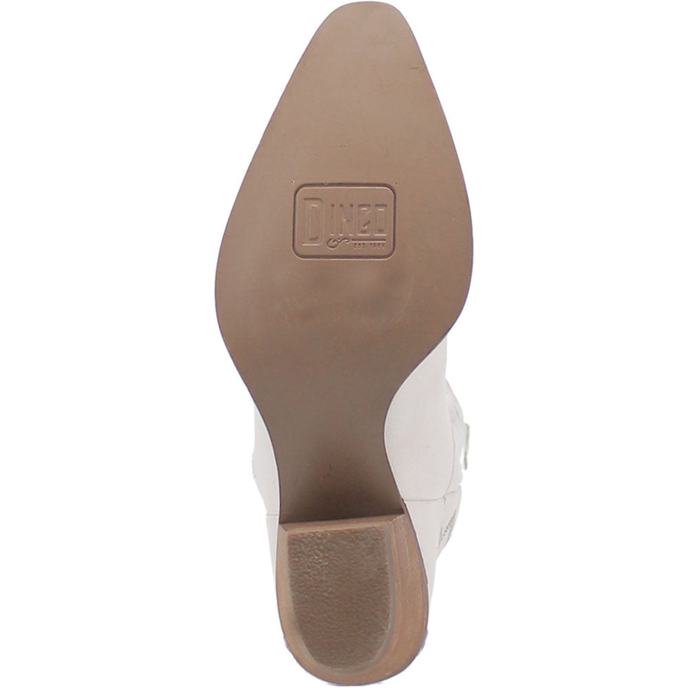 Dingo High Cotton White Leather Western Boots for Women
