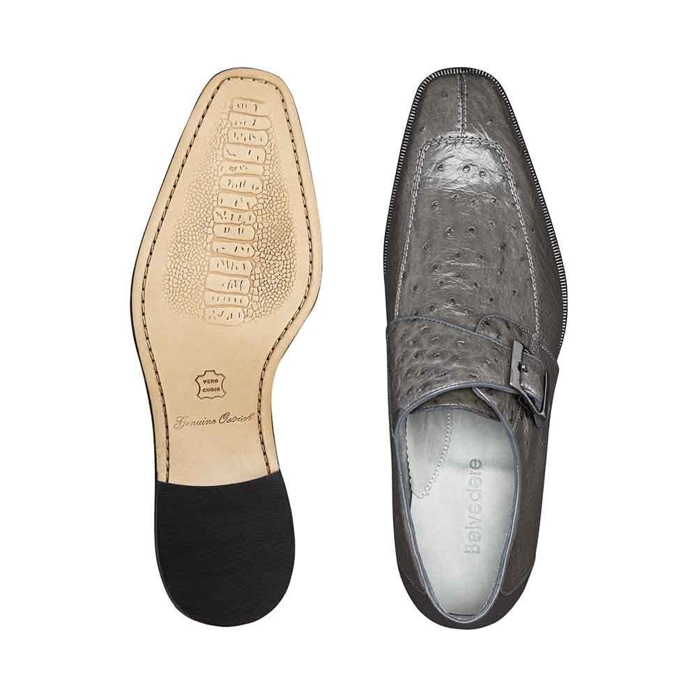 Belvedere Josh Men's Split Toe Monkstraps Gray Genuine Ostrich Loafer