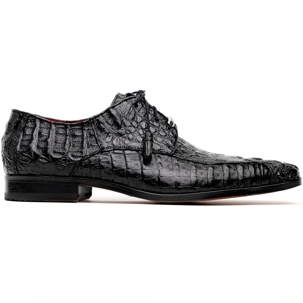Marco Di Milano Men's Apricena Caiman Crocodile Skin Derby in Black