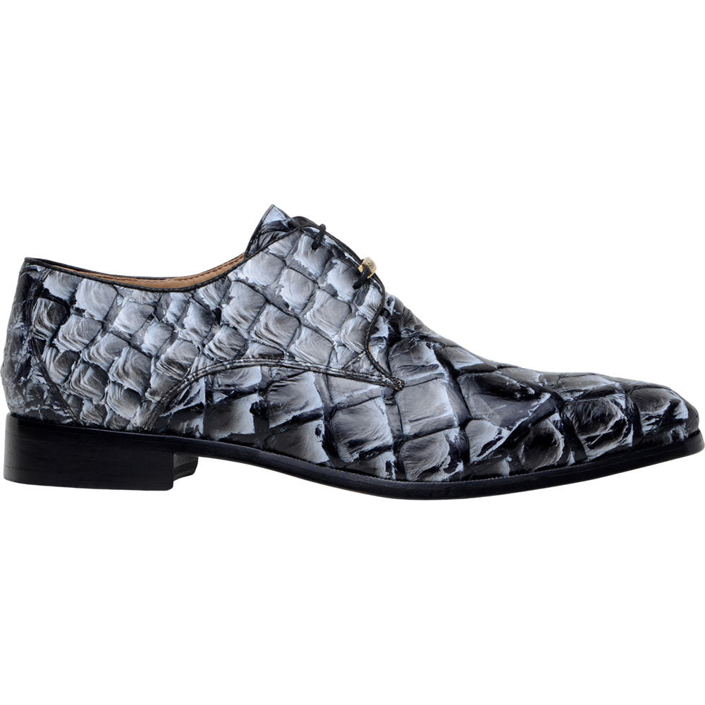 Belvedere Renzo Ivory/Black Men's Genuine Pirarucu Lace Up Shoes