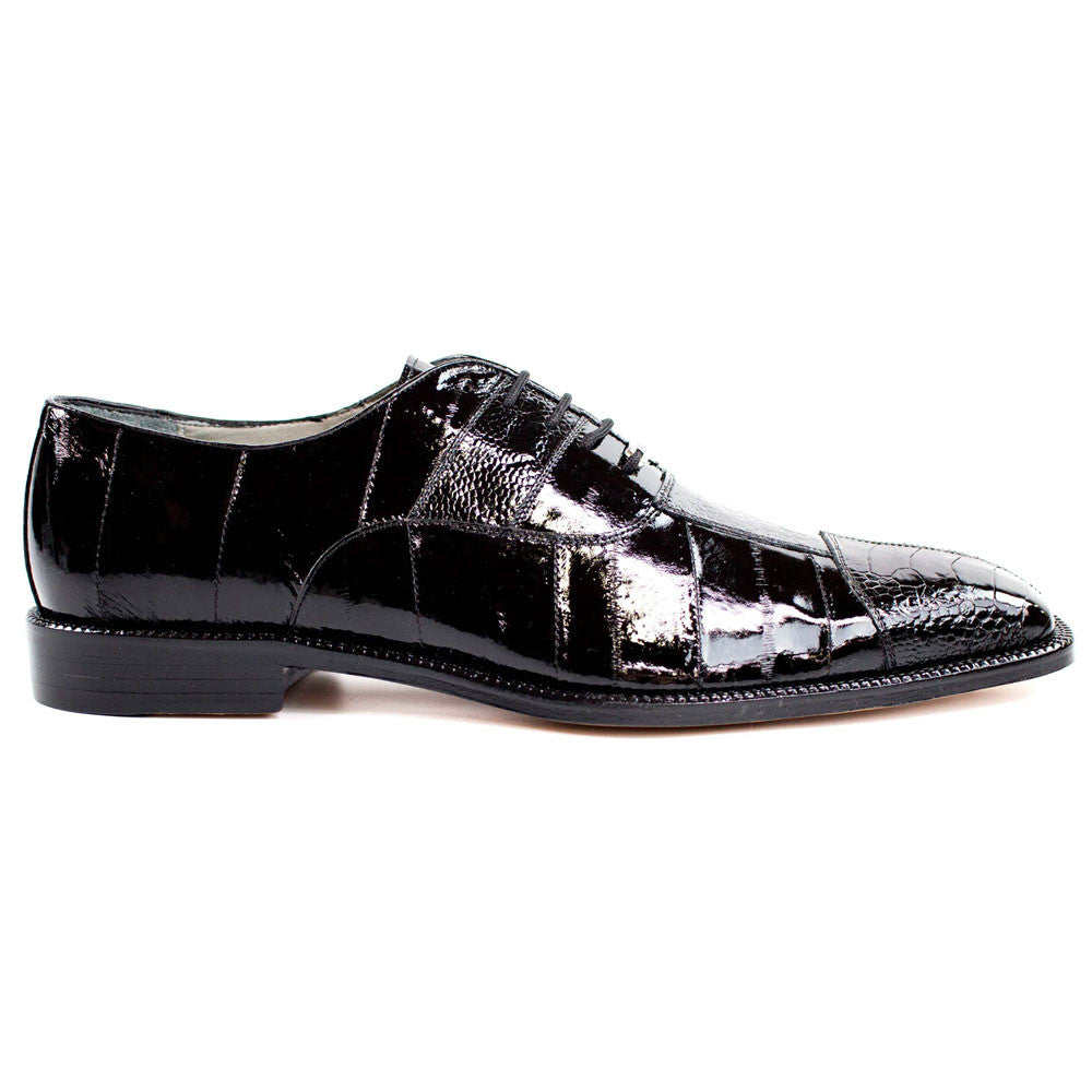 Belvedere Men's Oxfords Black Ostrich & Eel Shoe