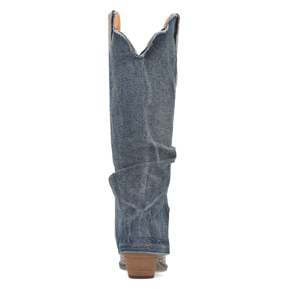 Dingo Animal Print Blue Snip Toe Western Boots for Women