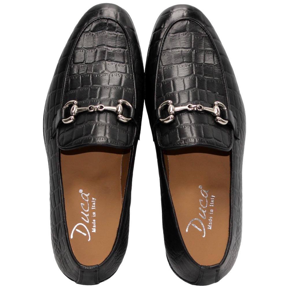 Duca Vasto Men's Black Calf-Skin Leather Loafers