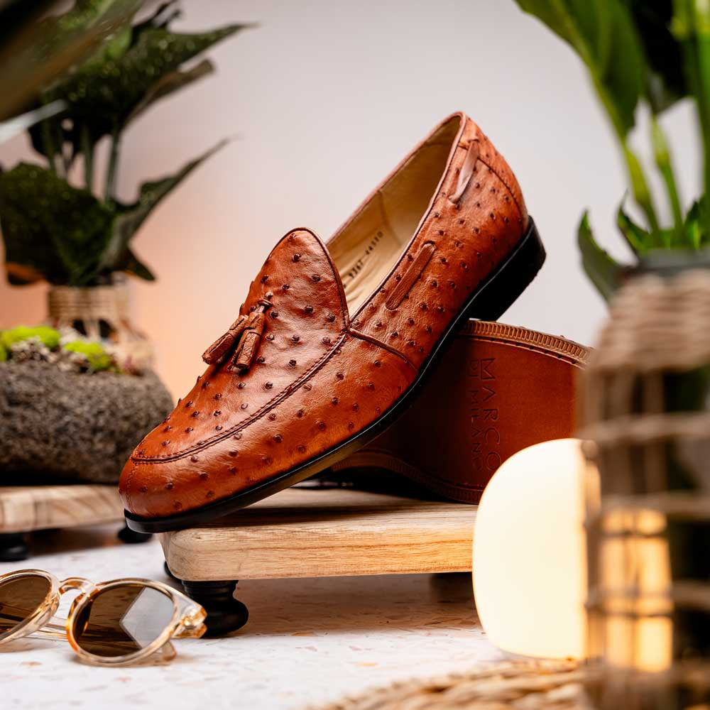 Marco Di Milano Aubiere Cognac Ostrich Loafers