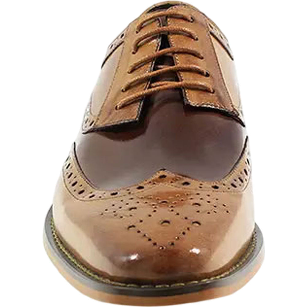 Tinsley Tan & Brown Buffalo Leather Wingtip Oxfords by Stacy Adams
