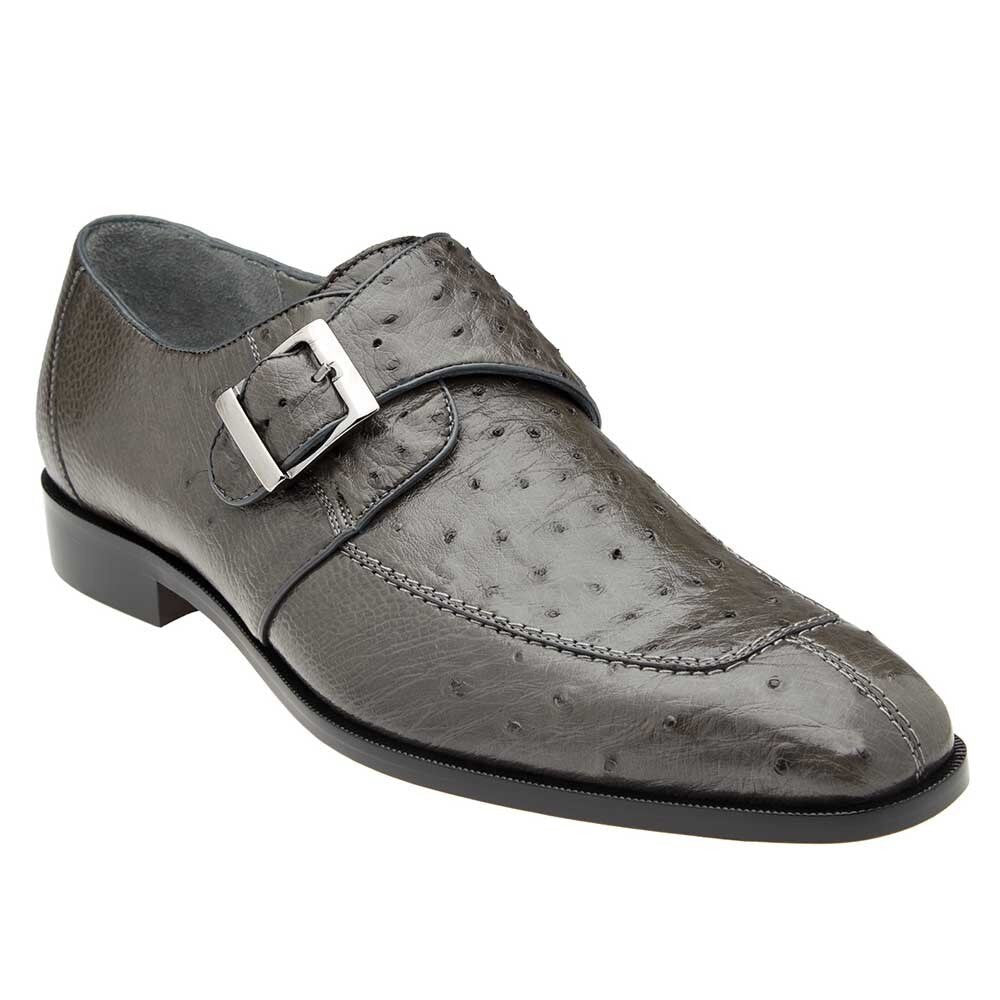 Belvedere Josh Men's Split Toe Monkstraps Gray Genuine Ostrich Loafer