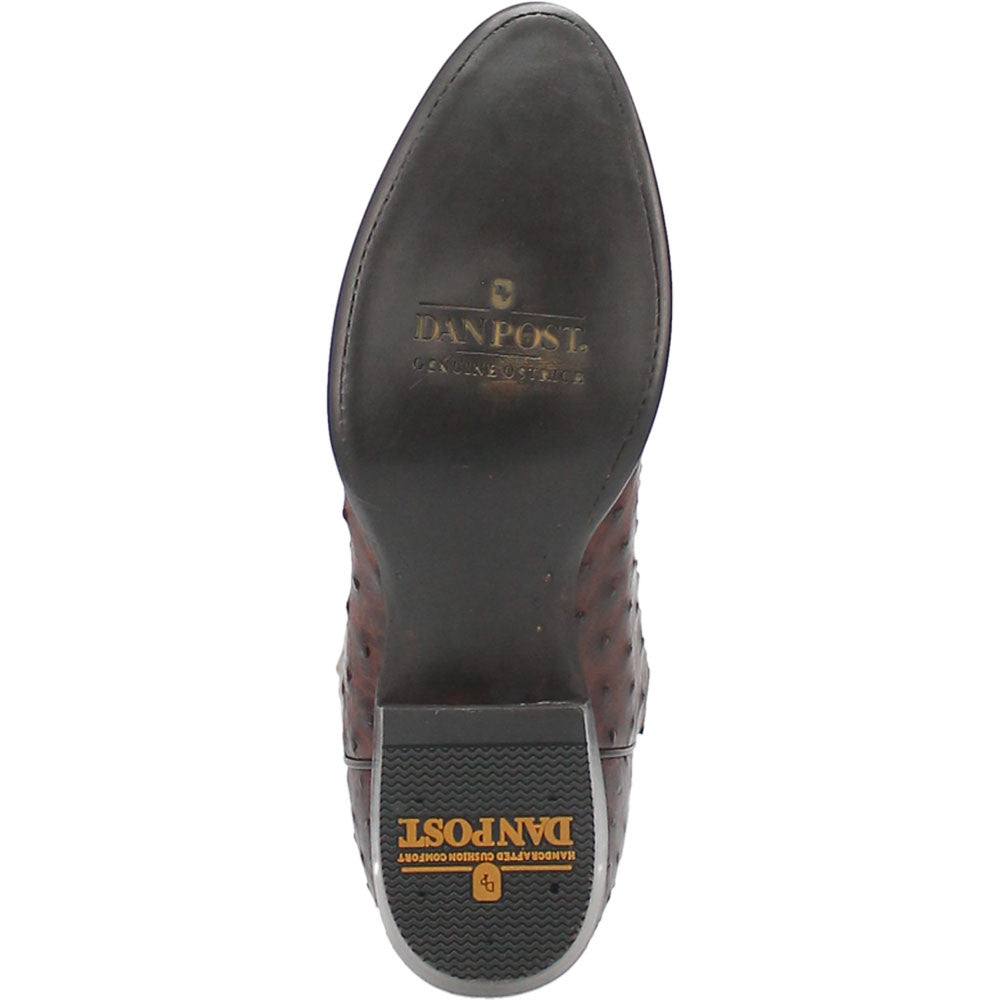Dan Post Pershing Brown Ostrich Quill RoundToe Western Cowboy Boot (US Men Size)