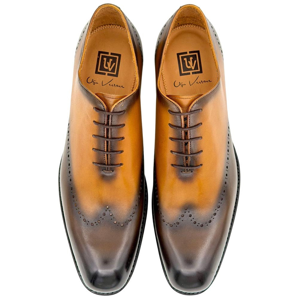 Ugo Vasare Williams Goodyear Welt Wholecut Toe Brown Caramel Dress Shoes