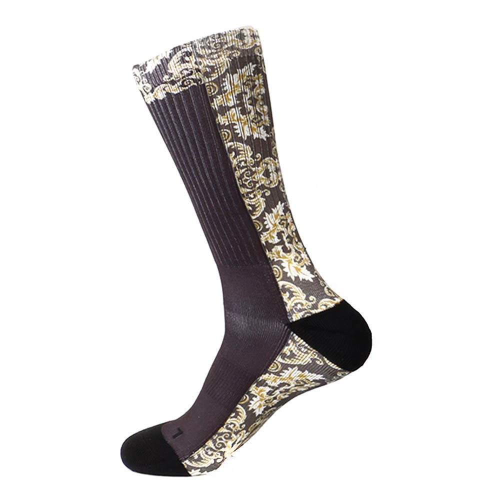 Steven Land Mediterranean Sublimation Pattern Black Multi Cotton Nylon Socks