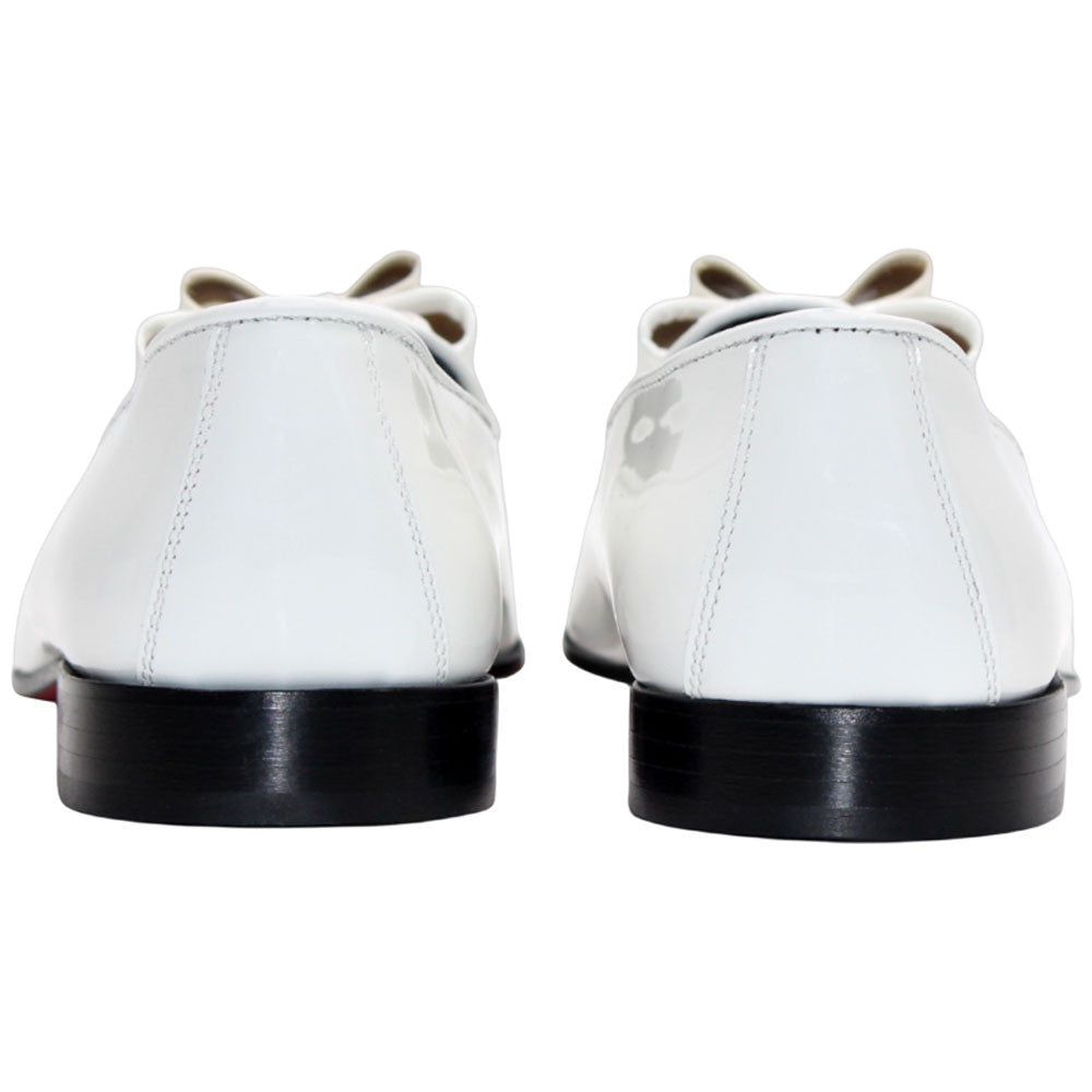 Amalfi White Velvet & Patent Leather Slip on | Duca Bow Dress Loafers