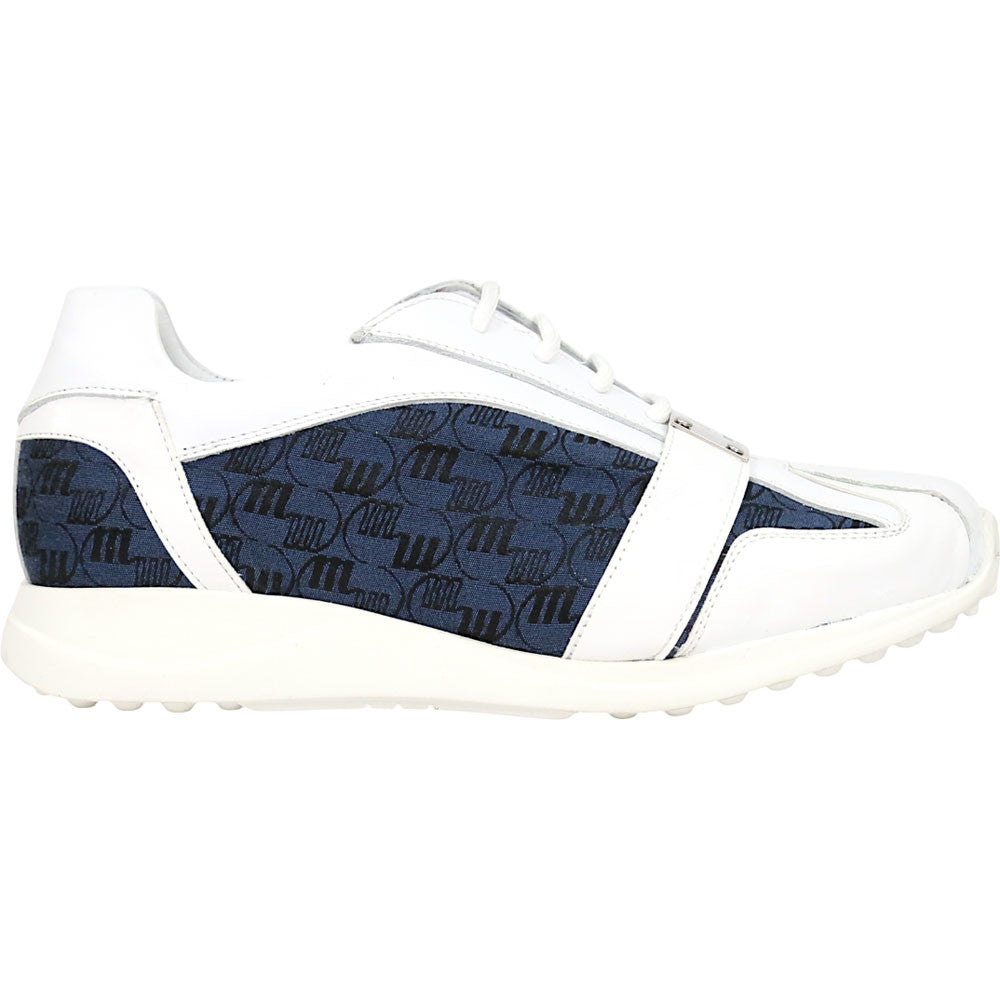 Mauri Kingsman Men's White / Blue Exotic Crocodile / Calfskin Leather Casual Sneaker