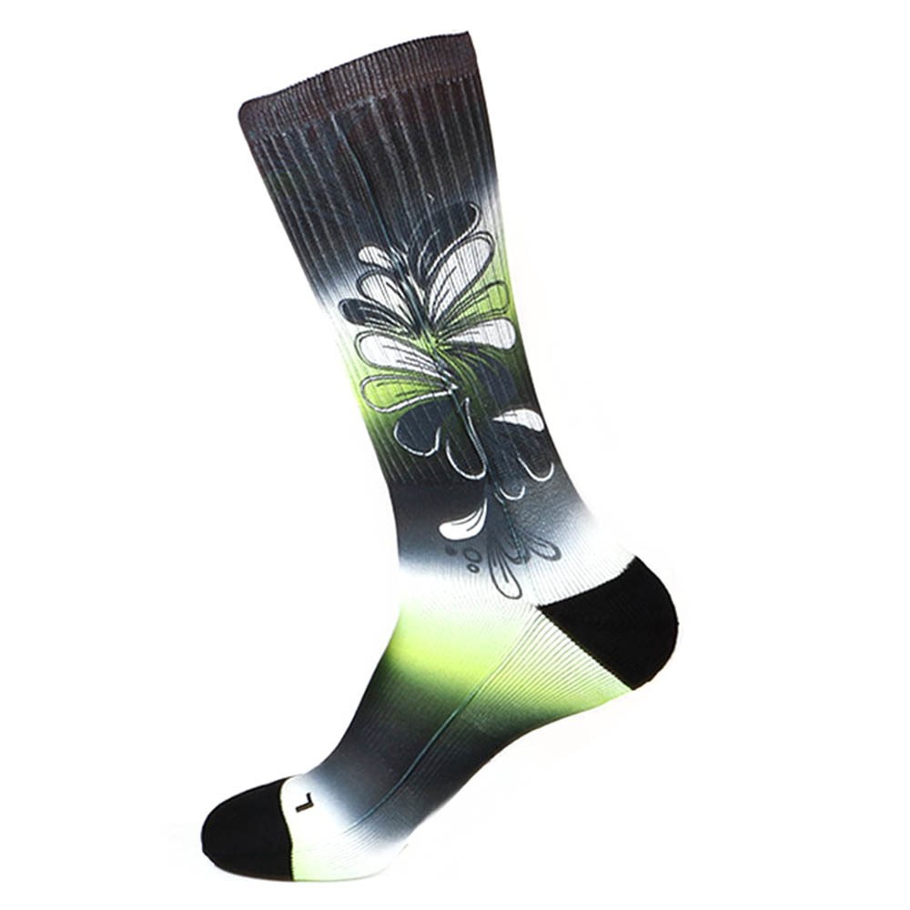 Steven Land Colorful Floral Pattern Black Multi Cotton Nylon Spandex Men's Socks