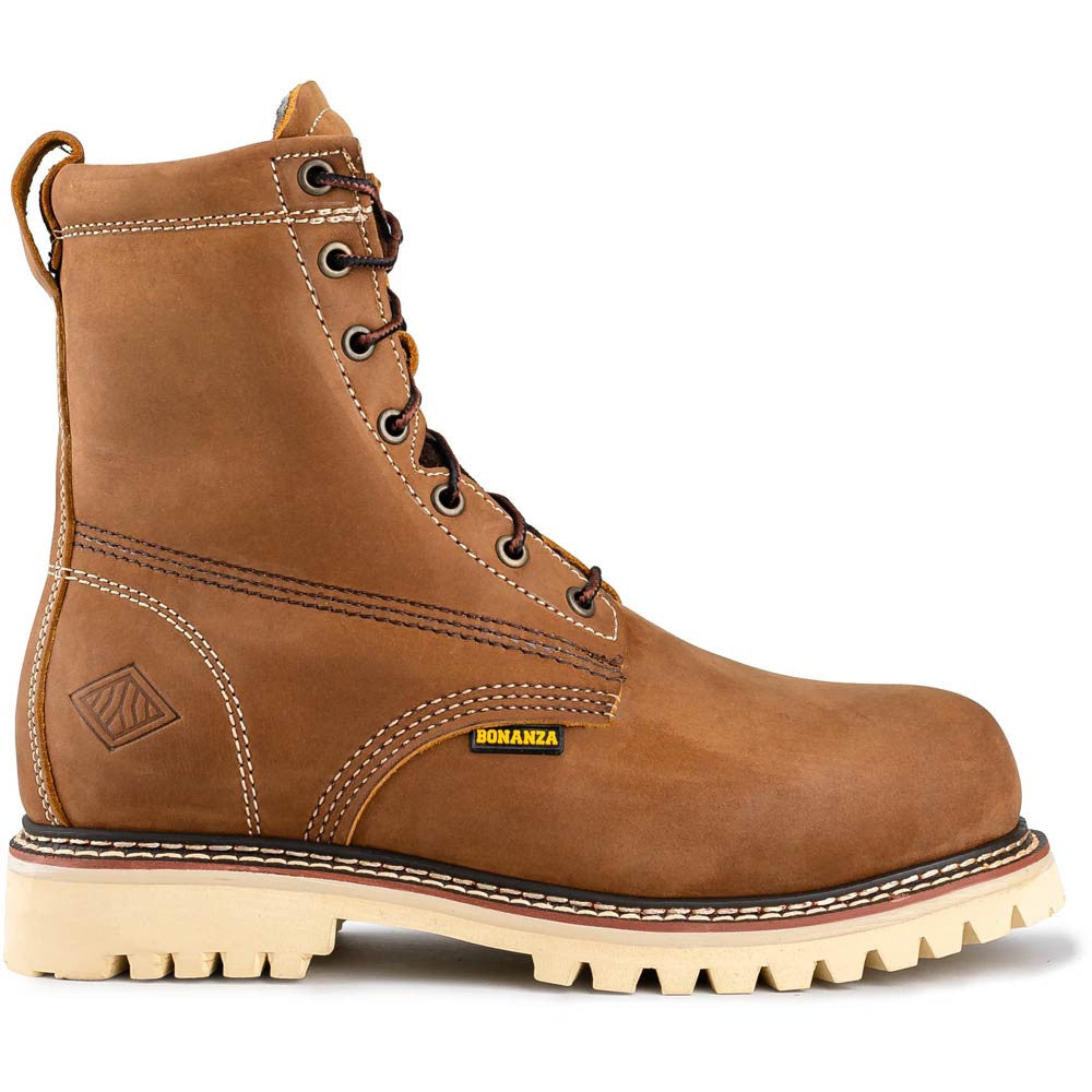 Bonanza Summit 8” Crazy Brown Insulated Waterproof Plain Toe Work Boots