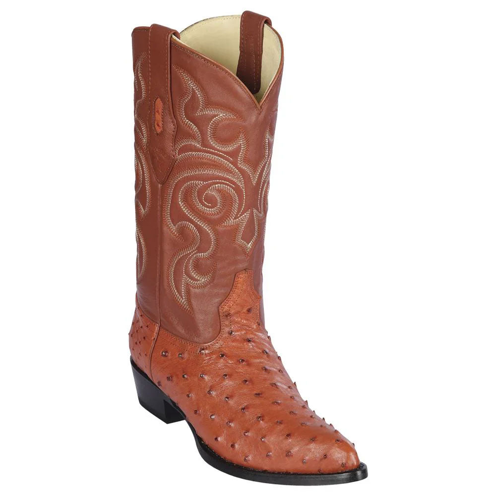 Los Altos Cognac J-Toe Genuine Ostrich