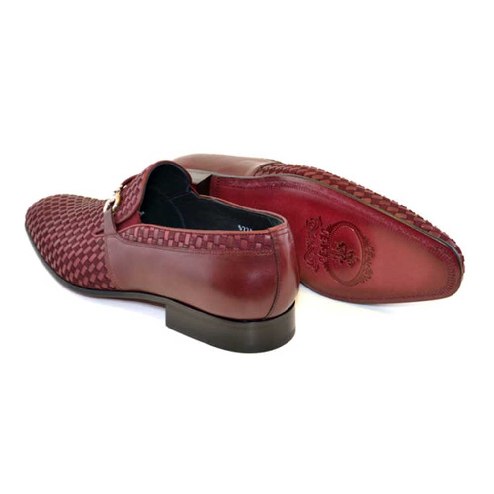 Corrente Wow Burgundy Suede and Calfskin Woven Slip-On Loafer for Men