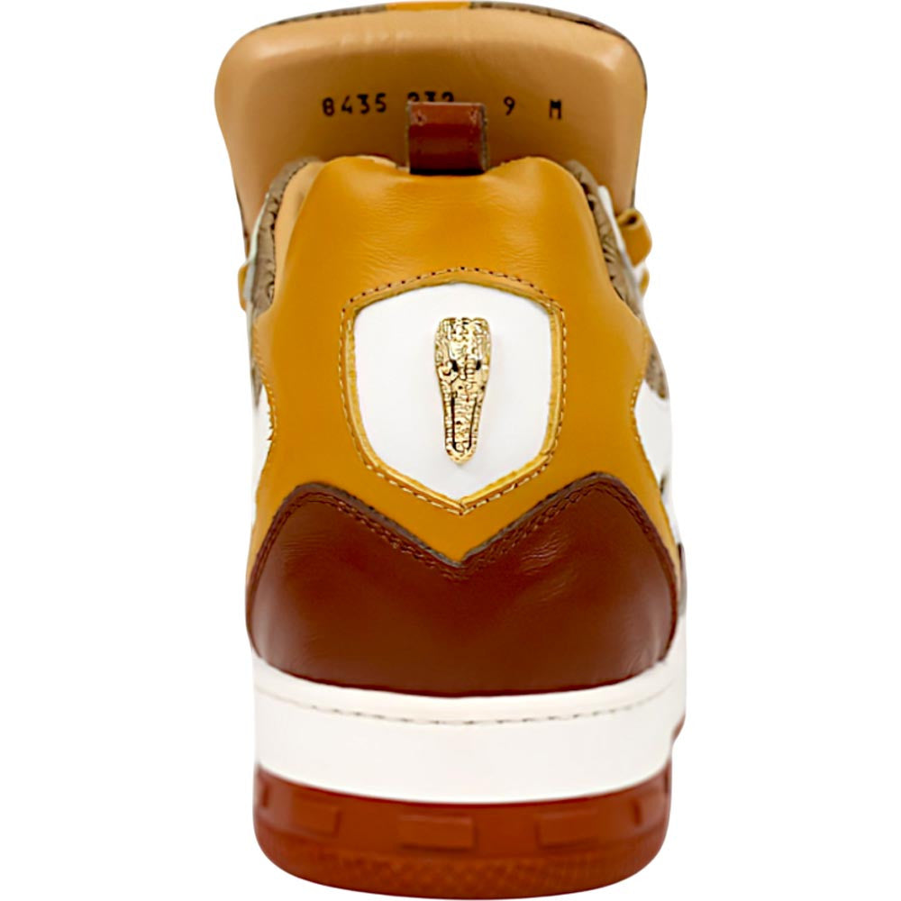 Mauri Abstract Men's Gold / Toffee / White / Beige Exotic Crocodile / Fabric / Nappa Leather Casual Sneaker