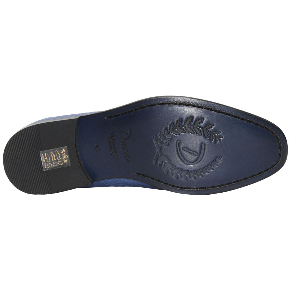 Vasto Light Blue Calfskin Leather Slip On | Duca Dress Loafers for Men