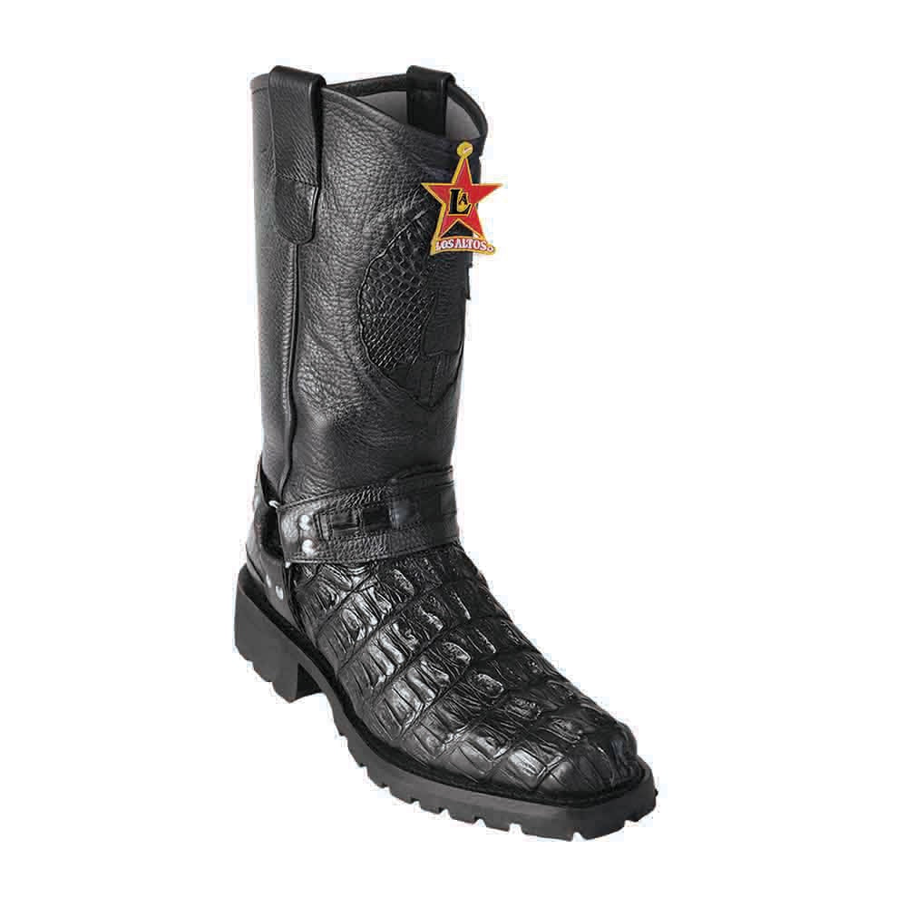 Los Altos Genuine Caiman Tail Black Men’s Motorcycle Boot