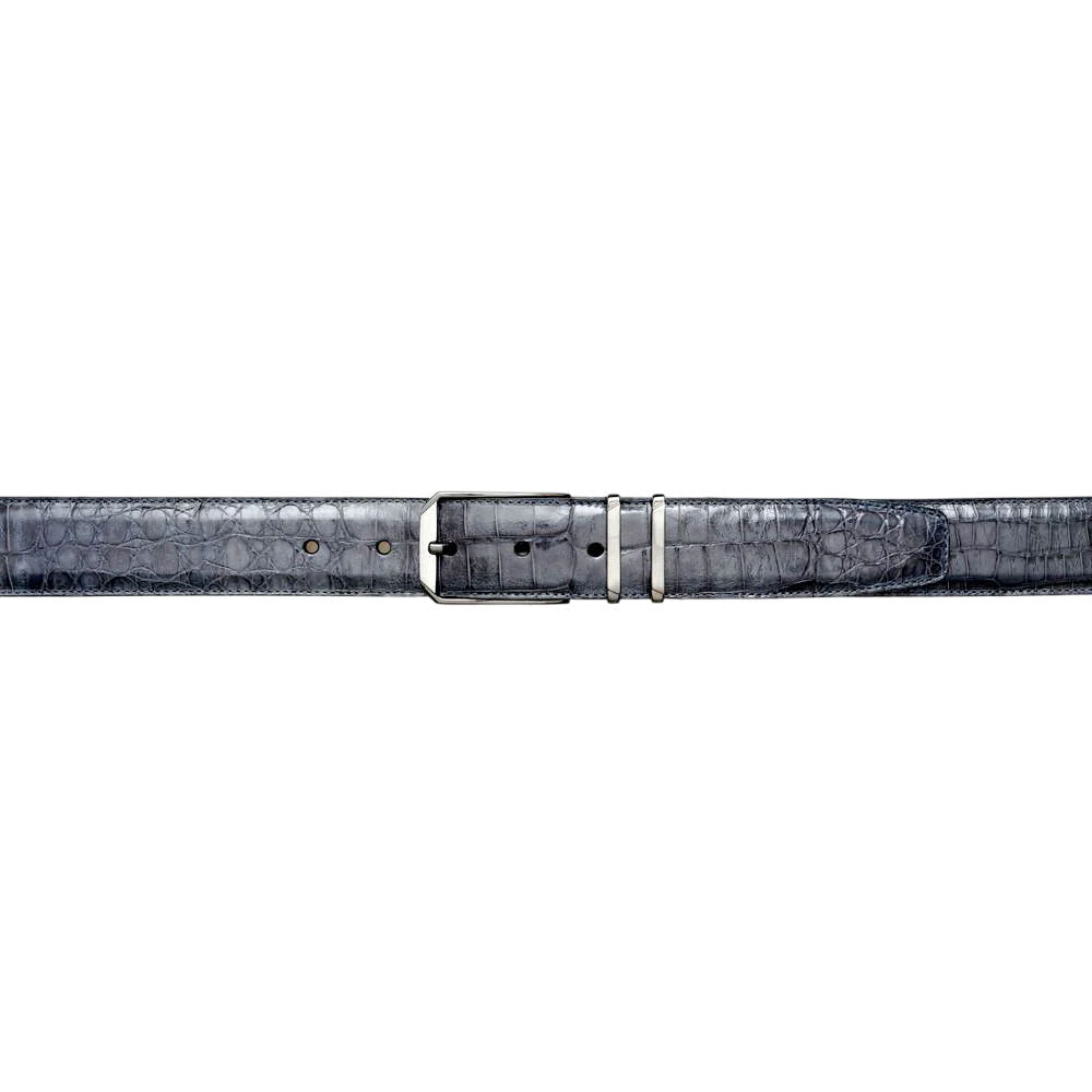 Mezlan Men's Genuine Crocodile Belt in Grey