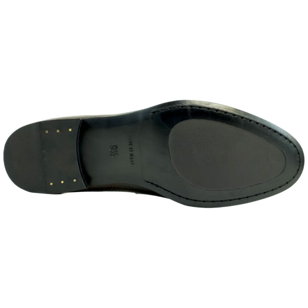 Alan Payne Men's Carlo Brown Round Toe Pebble Grain Italian Calfskin Penny Loafer