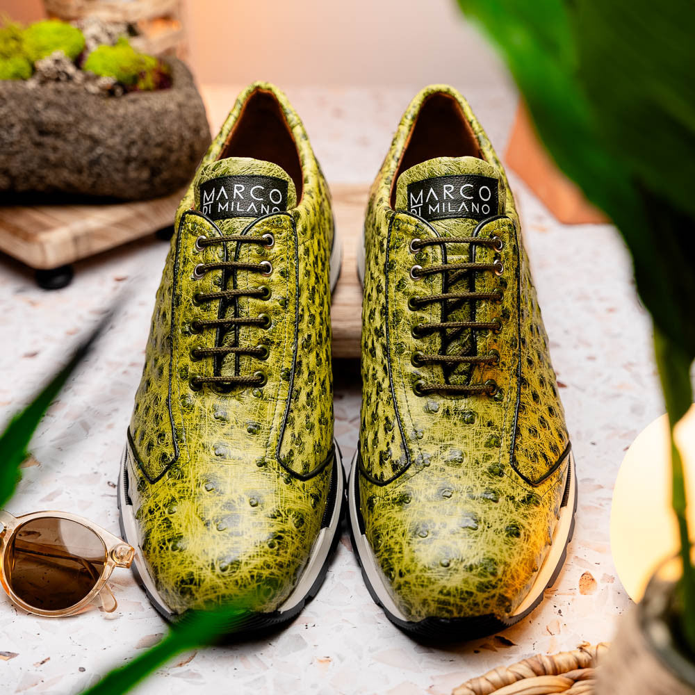 Marco Di Milano Scanno Antique Green Ostrich Fashion Sneakers