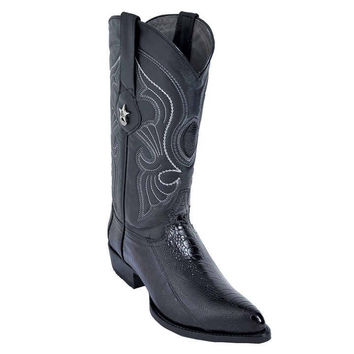 Los Altos Black J-Toe Genuine Ostrich Leg