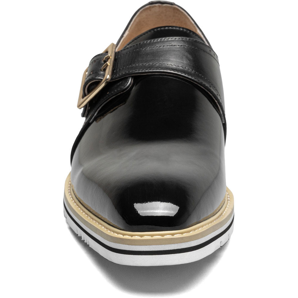 Stacy Adams Bartram Plain Toe Monk Strap in Black