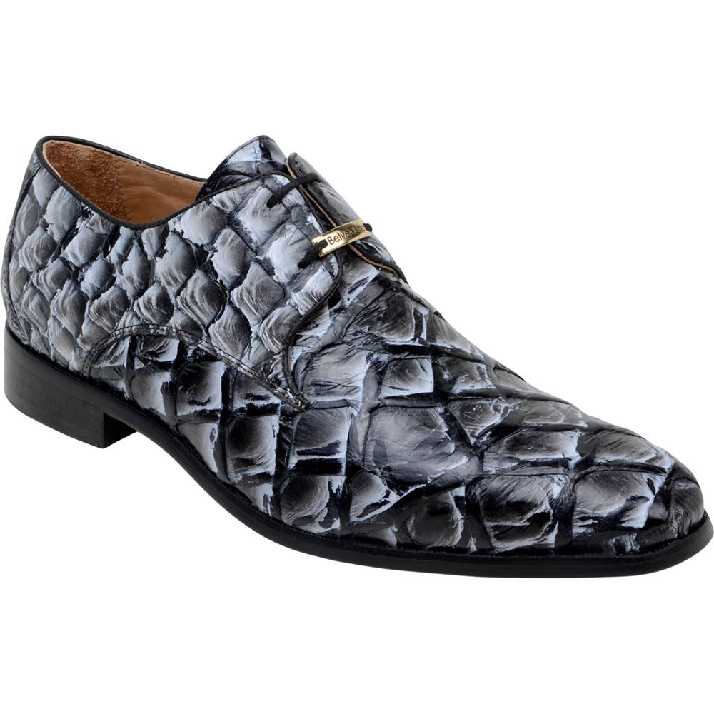 Belvedere Renzo Ivory/Black Men's Genuine Pirarucu Lace Up Shoes