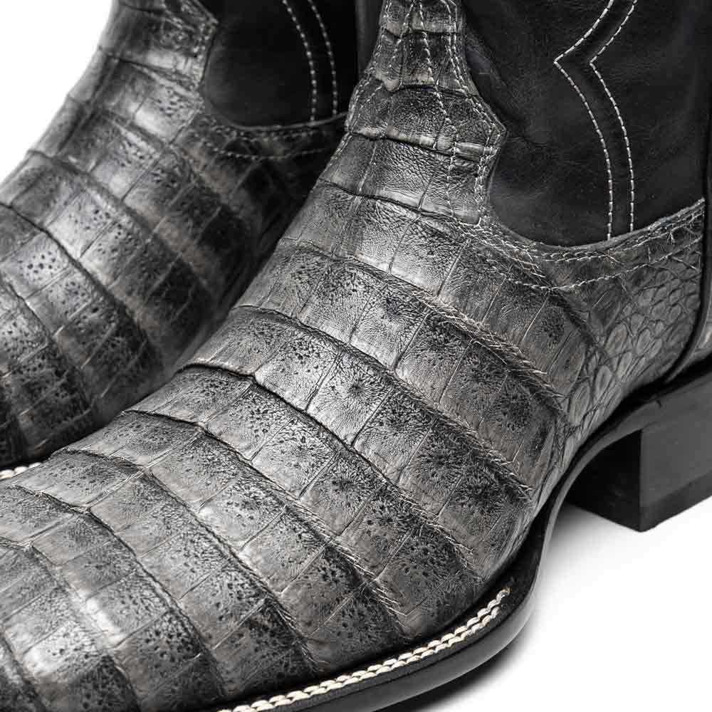 Tucson Genuine Caiman Belly Skin Stone Gray Cowboy Boot | Marco Di Milano Western Boots