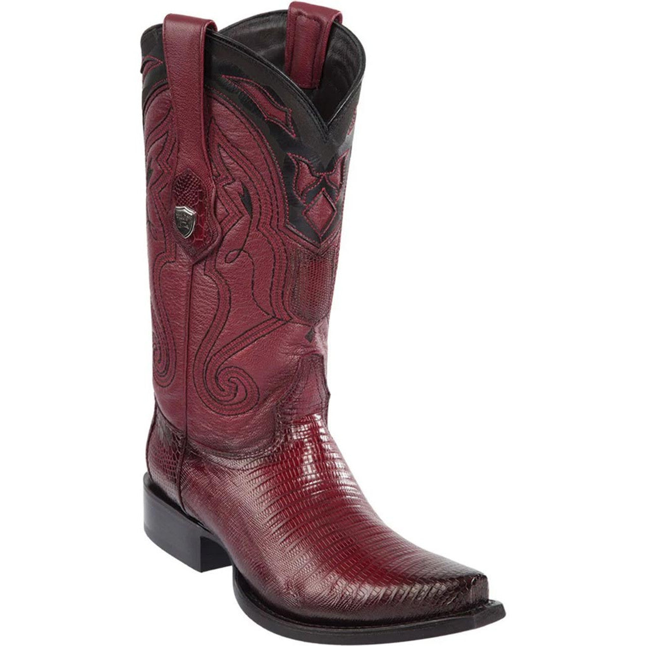 Wild West Burgundy Teju Lizard Snip Toe Boots