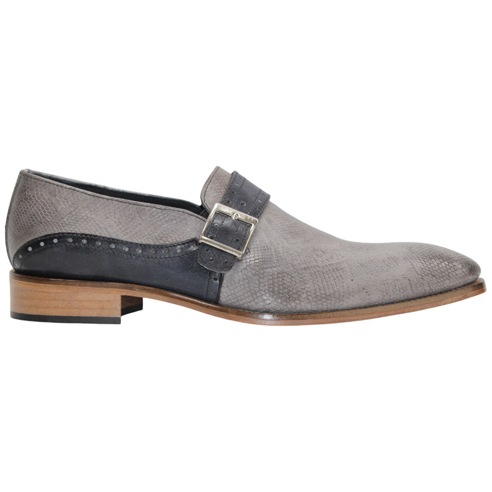 Duca Sezze Men's Light Grey/Dark Grey Snake Print/Calf-Skin Leather Loafers