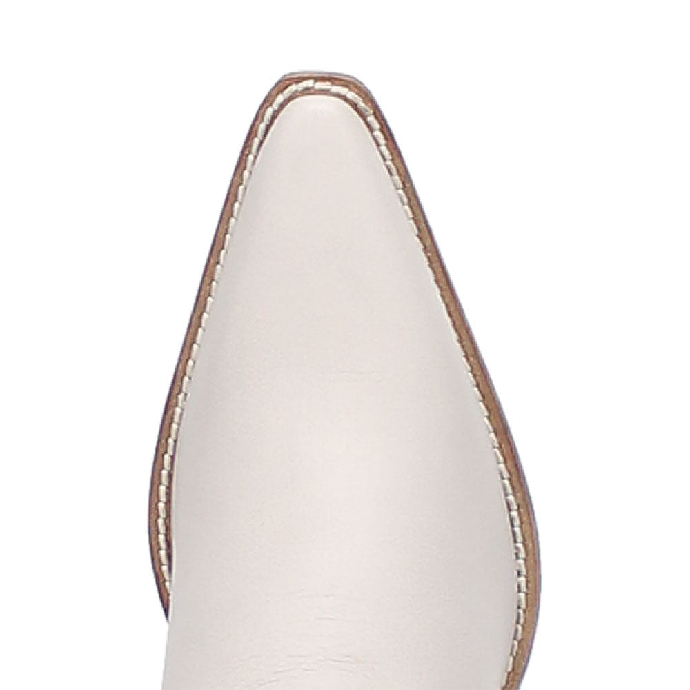 Dingo Raisin Kane White Embossed Zipper and Snip Toe Leather Boots