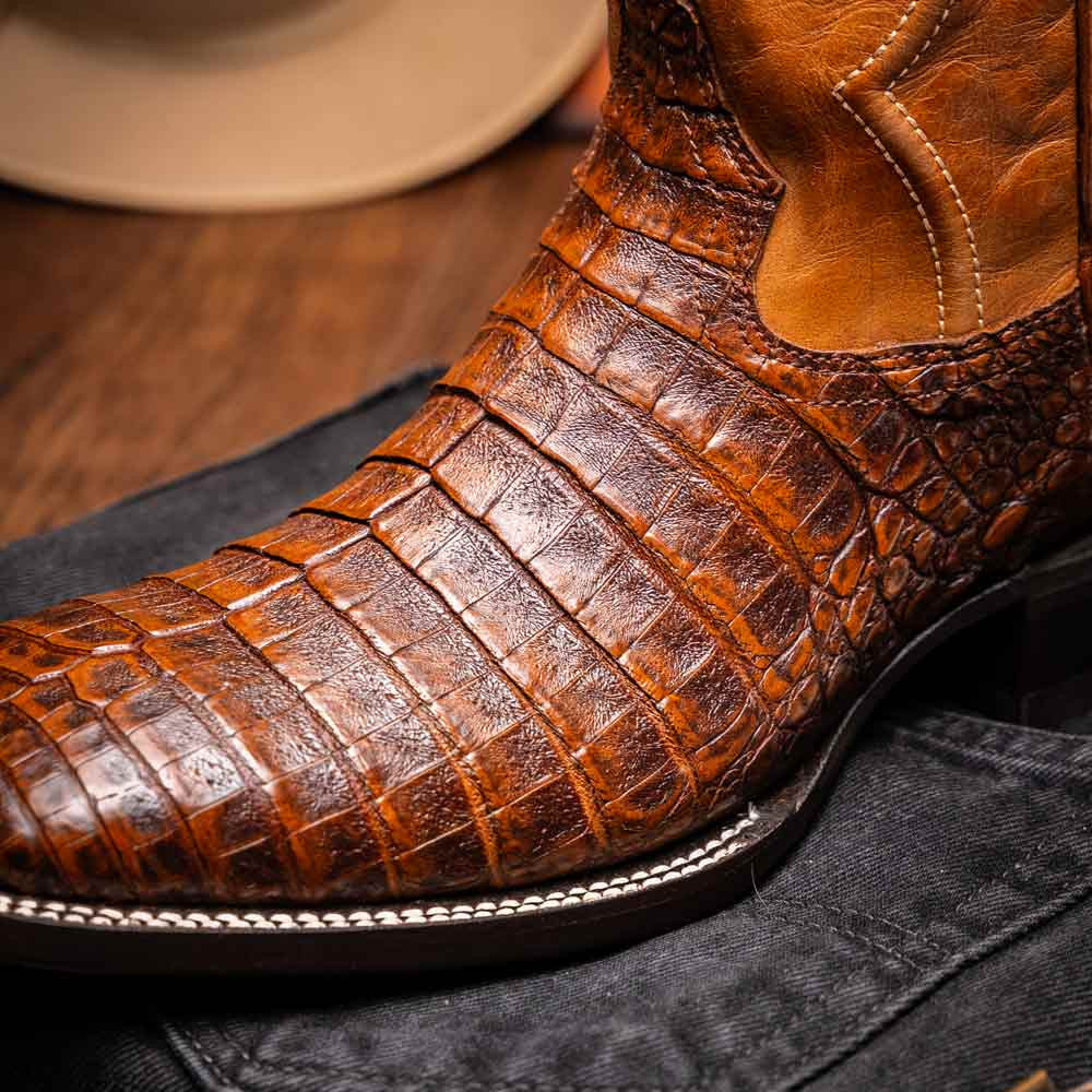Tucson Genuine Caiman Belly Skin Aged Maple Cowboy Boot | Marco Di Milano Western Boots