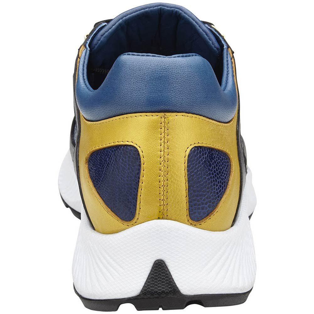 Belvedere Adam Gold/Electric Blue/Black Men’s Genuine Ostrich & Soft Italian Calf Leather Sneakers